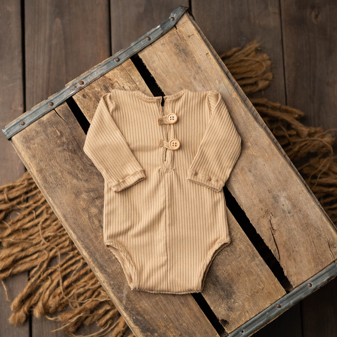 Croissant Ribbed Newborn Onesie – Sweet Baby Photo Props