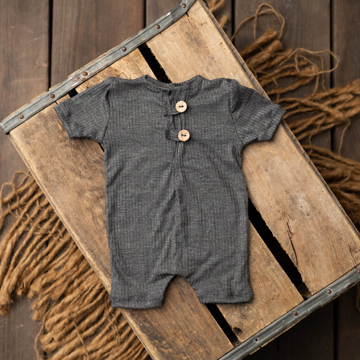 Graphite Ribbed Shortie Romper – Sweet Baby Photo Props