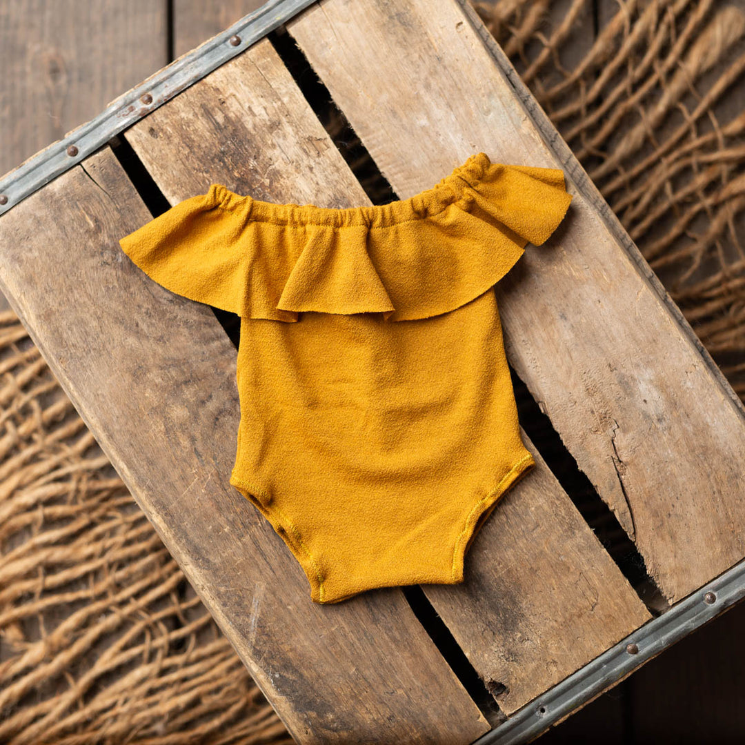 Newborn Ruffle Romper Golden Mustard